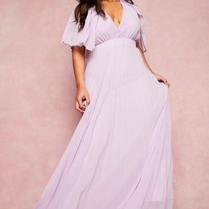 Brand new BooHoo lavender floor length gown